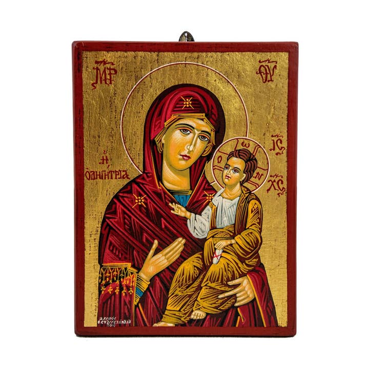 TheHolyArt - Vendita all'ingrosso Dipinti/Disegni - Icona della Vergine Maria dipinta a mano Panagia Odigitria, icona greco-ortodossa fatta a mano con foglia d'oro 22k della Theotokos, arte bizantina da appendere alla parete0