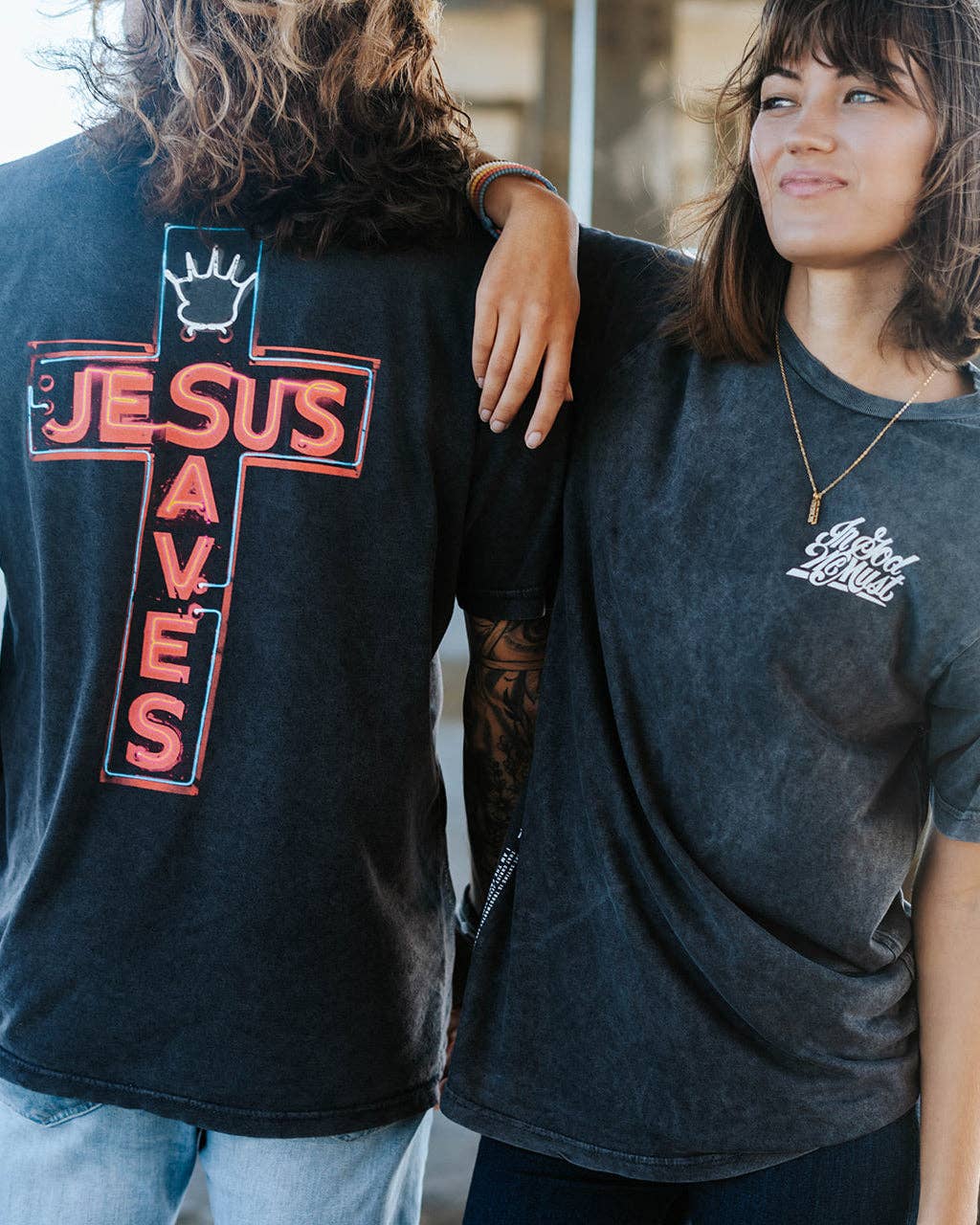 In God We Must - Wholesale Screen Printed T-Shirt - Unisex - 'Jesus Saves' Premium Tee0