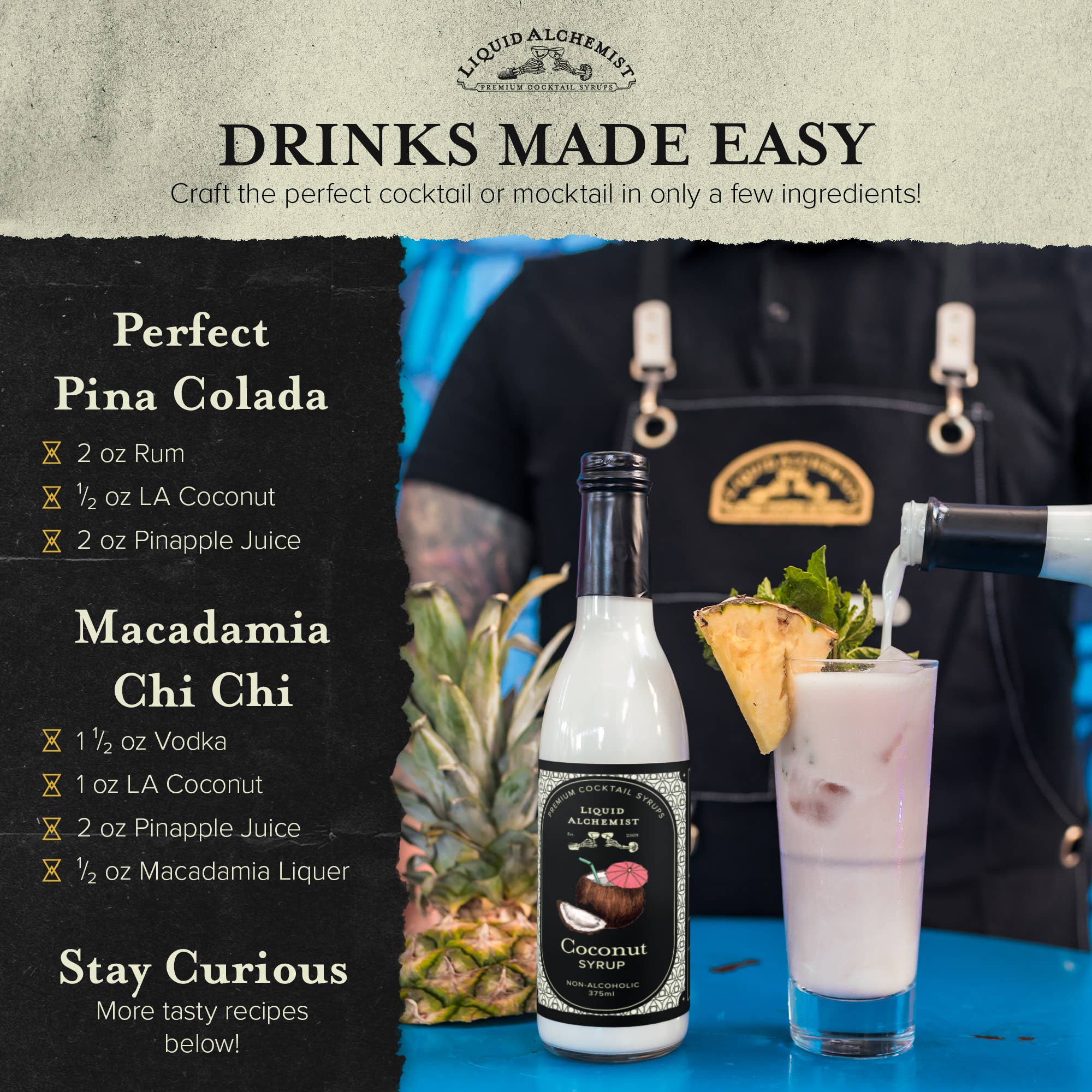 Liquid Alchemist Syrups - Wholesale Cocktail Mix/Syrup - Coconut Cocktail Syrup2