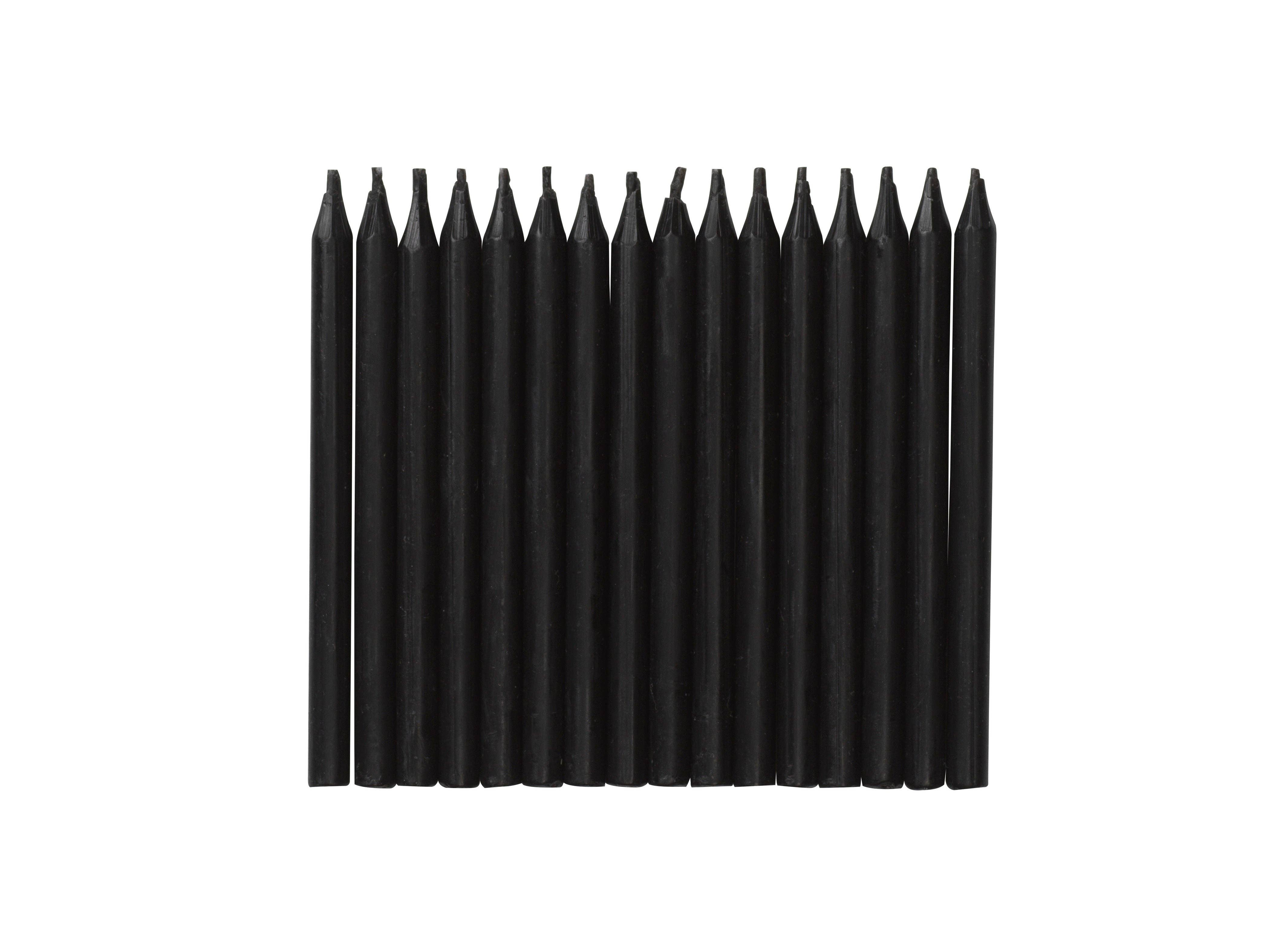 Designhouse95 - Vendita all'ingrosso Candeline per torte - Candele nere per torta 7,5x0,5 cm, 16 pezzi0