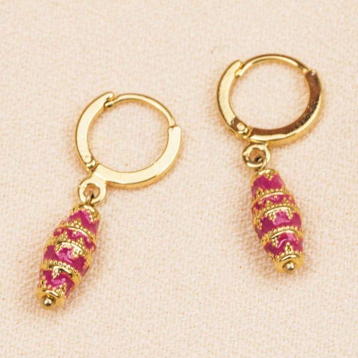 Ohrhänger Corinthe, Fuchsia, kleine Creolen für den Großhandel von Olivolga Bijoux