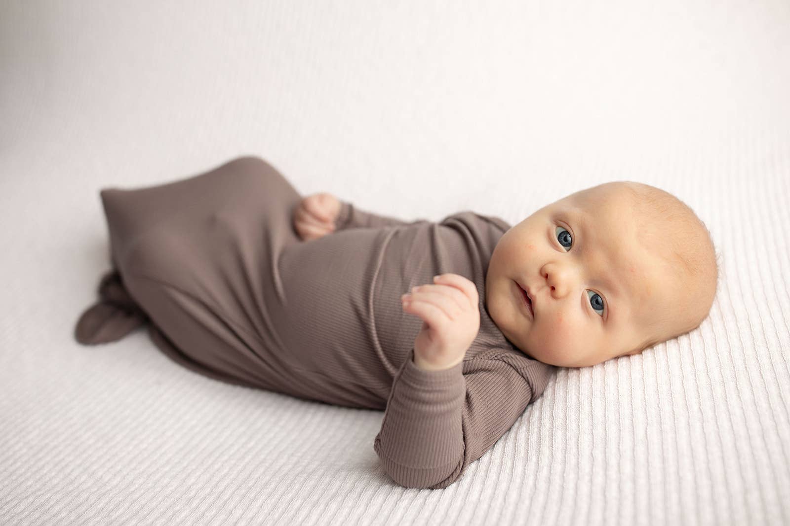 Three Little Tots - Wholesale Babygown - Baby - Cocoa Brown Ribbed Knotted Newborn Baby Gown sleepwear41