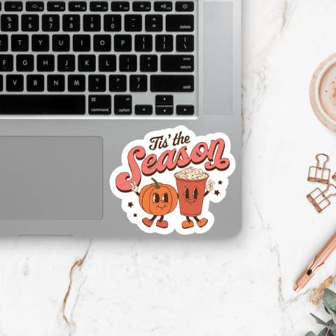 Tis the Season Sticker ~ Waterproof ~ Pumpkin Spice~ Coffee for wholesale by Love Ever After Design