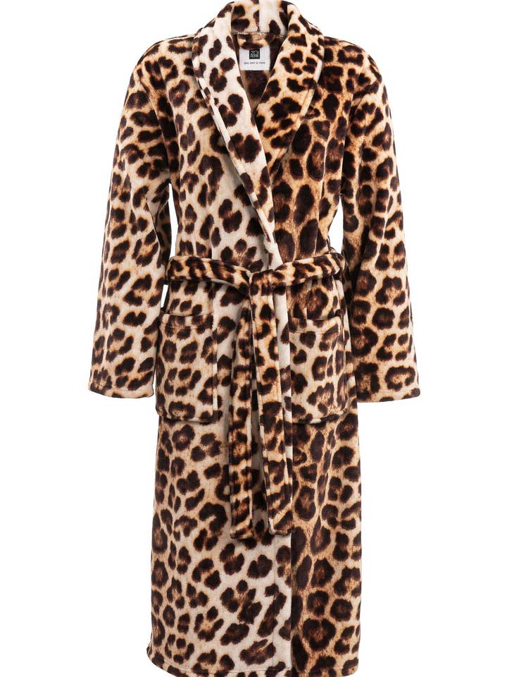 Heckettlane - Wholesale Robe - Unisex - Leopard Long Bathrobe M Brown3