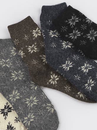 Calzini da donna in lana stampati Angora Merino Warm Thick FW per la vendita all'ingrosso da parte di Comfortarians