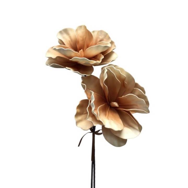 David Christopher's Collection - Wholesale Artificial Flowers - EVA Botanical saucer Magnolia Bundle X 2 Cream/Coffee 28''