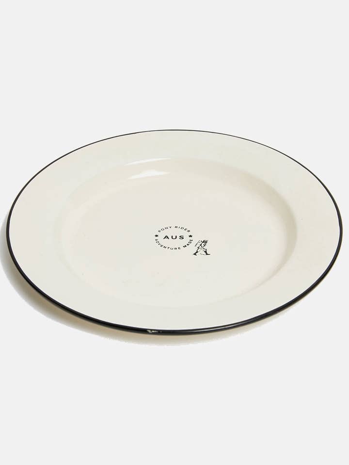 Piatto smaltato Adventure Made | Bianco vintage per la vendita all'ingrosso da parte di Pony Rider