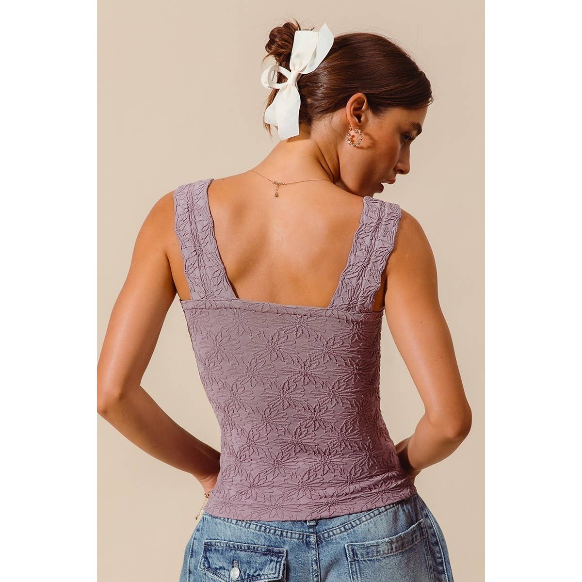 IVE - Wholesale Knit Top - Women's - FLORAL JACQUARD SEAMLESS TANK TOP8