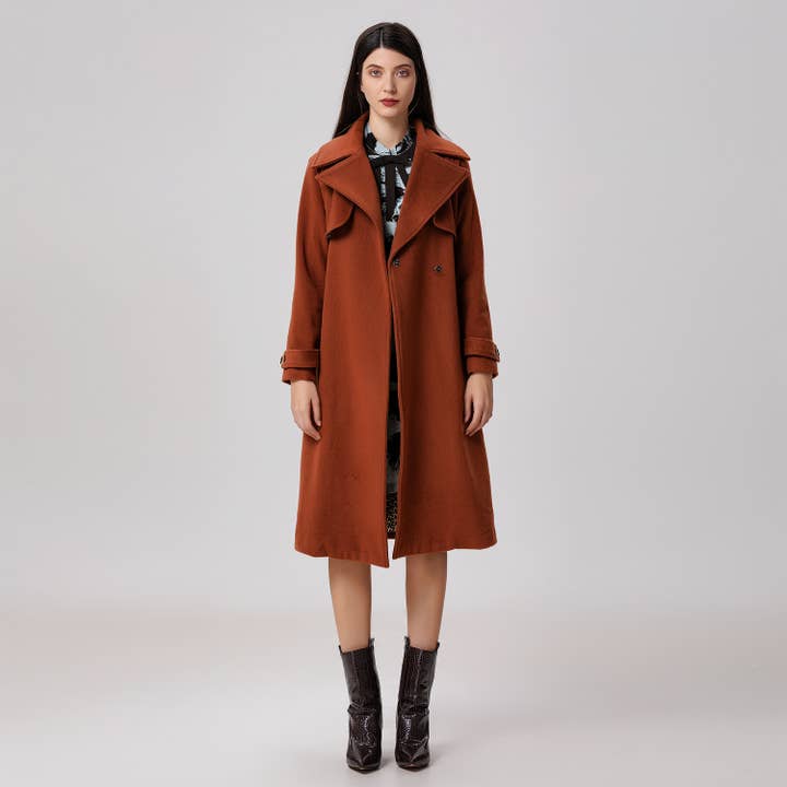 Smart and Joy - Wholesale Trench Coat - Women's - Wool coat with wide shutters4