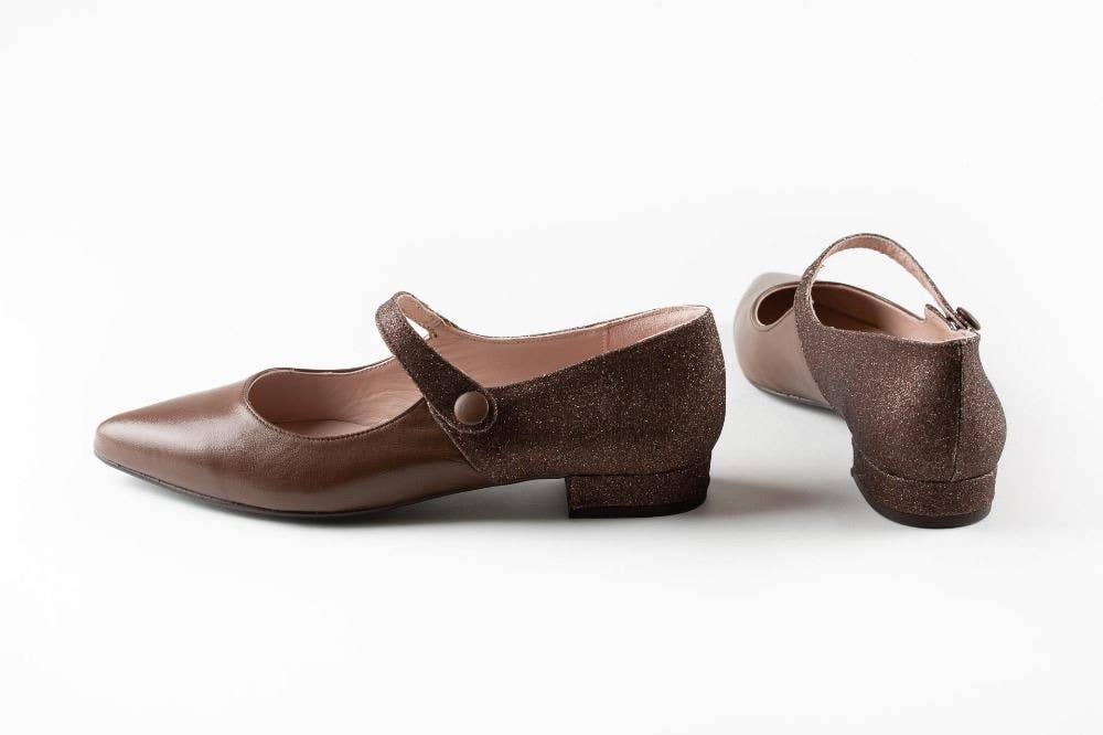 Zapatos Cortel - Wholesale Flats - Women's - Dorothy Glitter Brown Shoe1