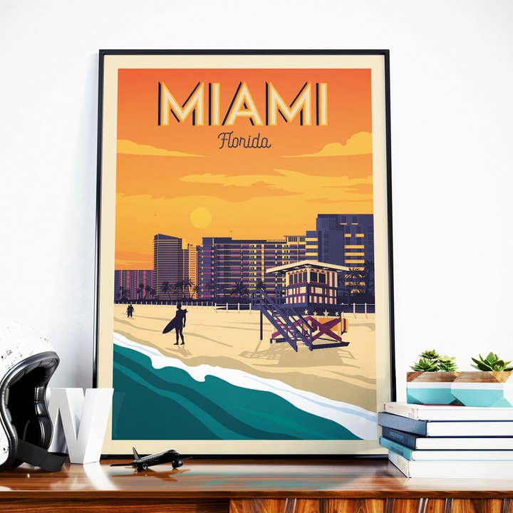 Miami Beach Florida - United States Travel Poster for wholesale by Olahoop Travel Posters