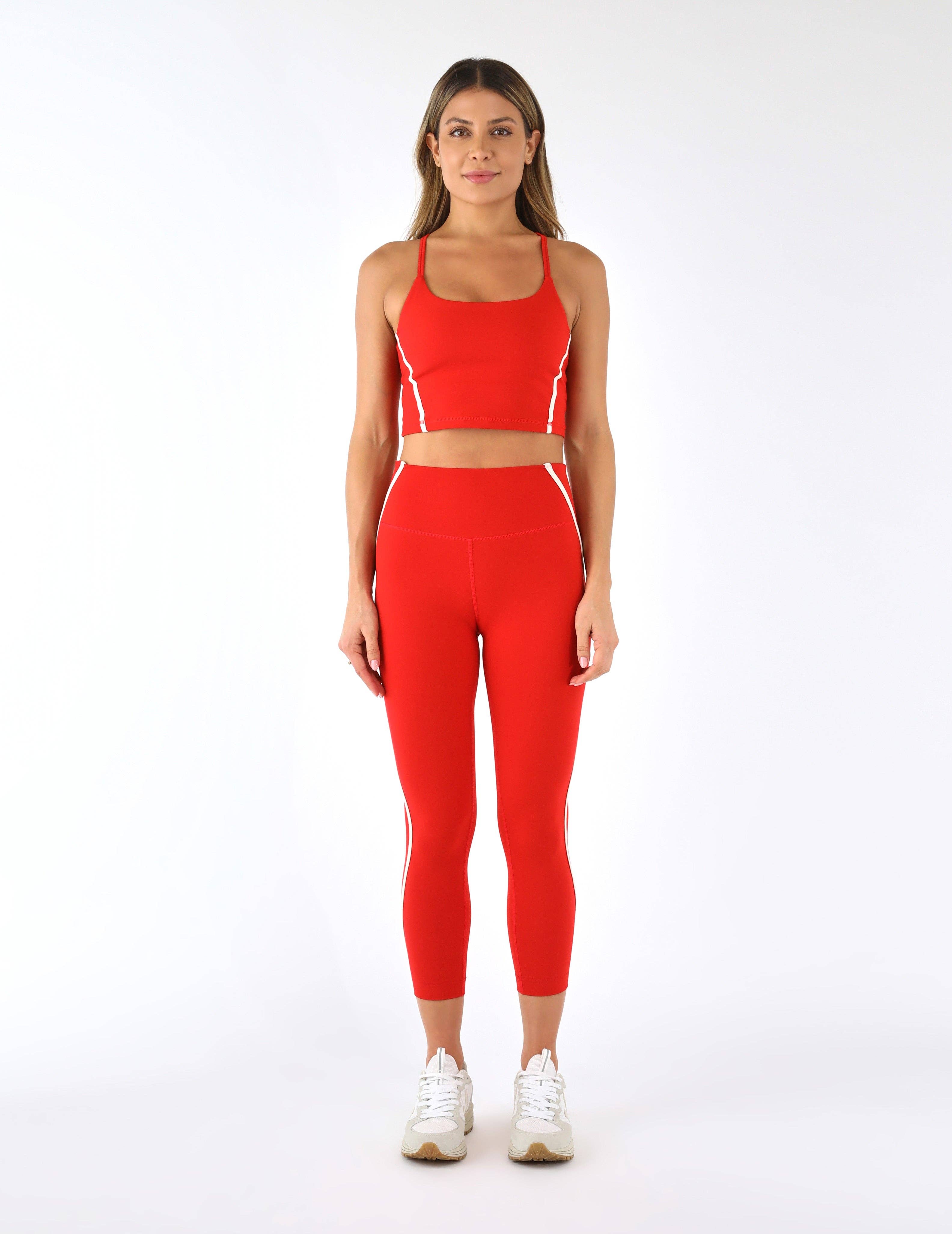 Scarlet Oatmilk Apex 7/8 Legging: Scarlet/Oatmilk for wholesale on Faire5