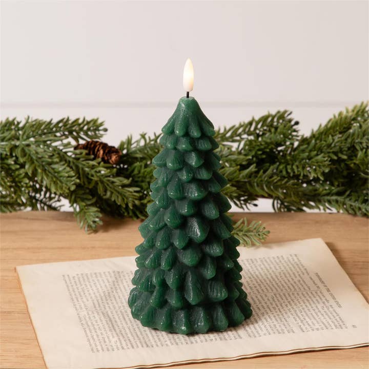 Crafted Hive Culture - Vente Plateaux décoratifs - Bougie LED - Sapin de Noël vert