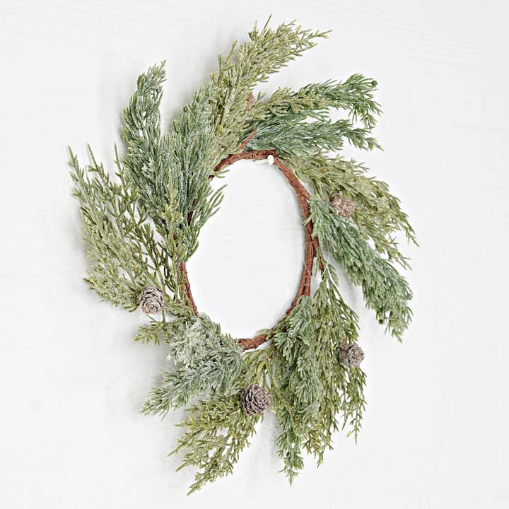 Holiday Depot Inc. - Wholesale Wreath - ISB75332- 14in Icy Sparkled Cedar Pine Wreath2