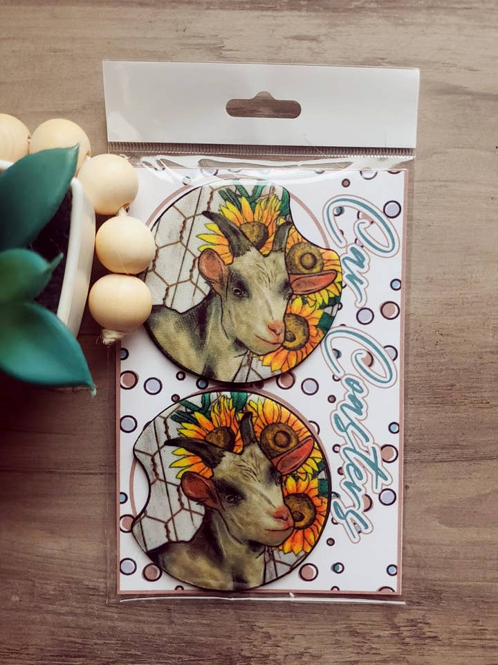Goat Car Coasters for engroshandel hos Trippin Designs
