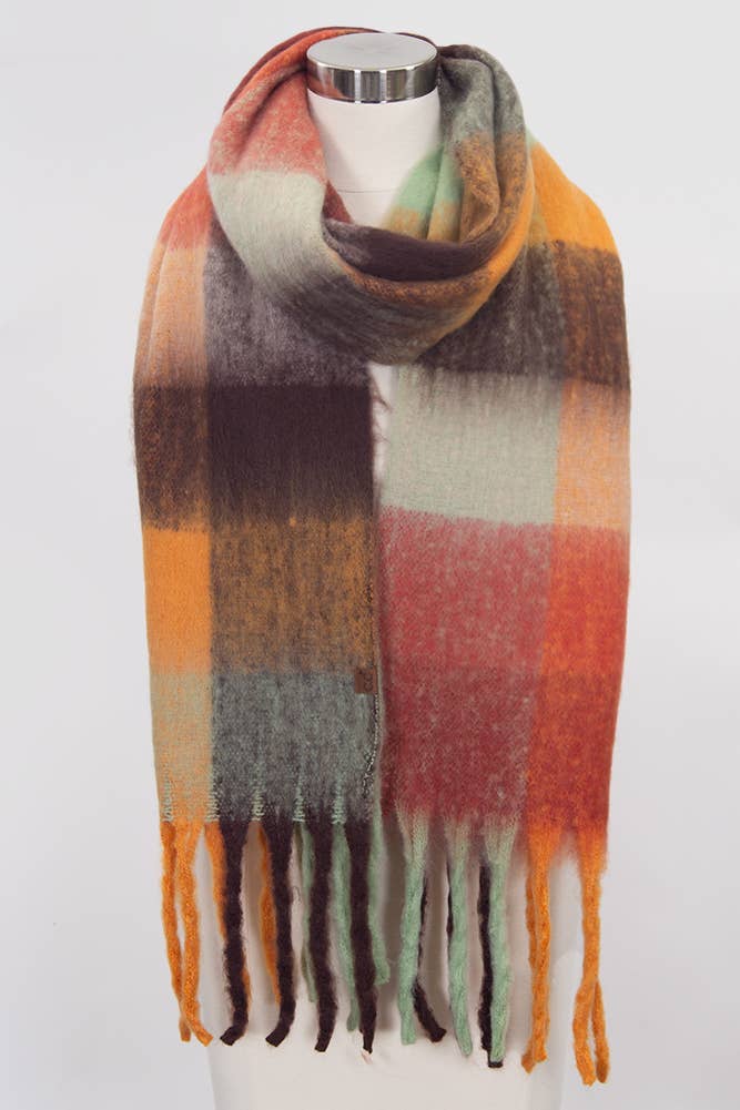 Hana - Wholesale Scarf - Women's - C.C Multi Color Block Plaid Check Pattern Woven Winter Scarf17