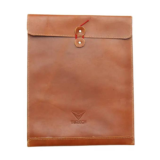 Handmade Leather Folder 13” Resume Portfolio Case—Tan brown for wholesale by Tuzech Leather