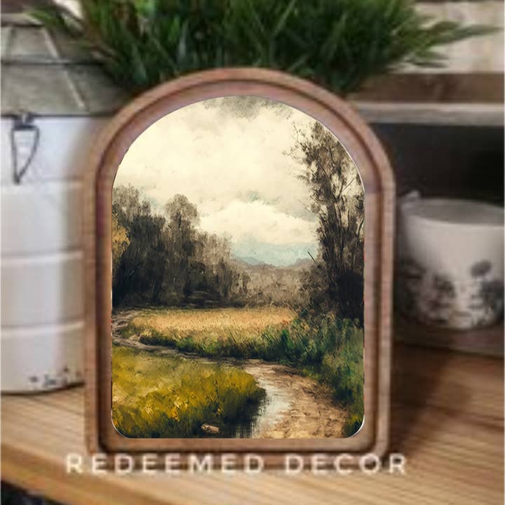 Redeemed Decor - Wholesale Wood Wall Art - Arch Top Moody Dirt Road Framed Art0
