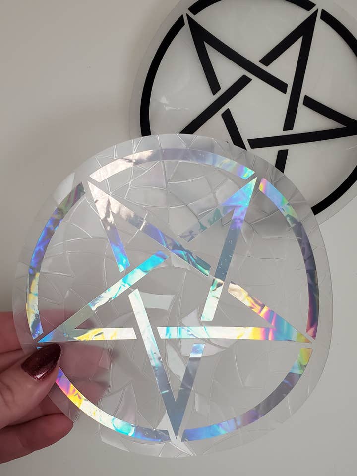 Suncatcher | Pentagram Witchy Goth Rainbow Window Cling for wholesale by StrangelyArranged