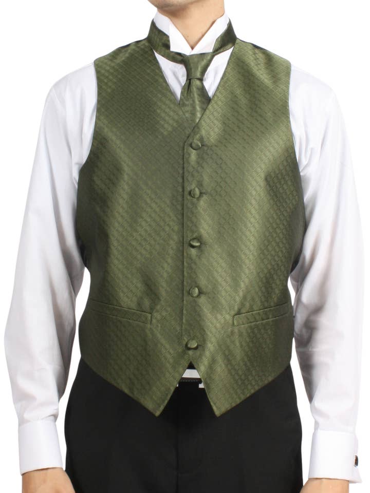 Ferrecci Mens PV300 - Olive with Black Back Adjustable Diamond Vest Set for wholesale by Ferrecci