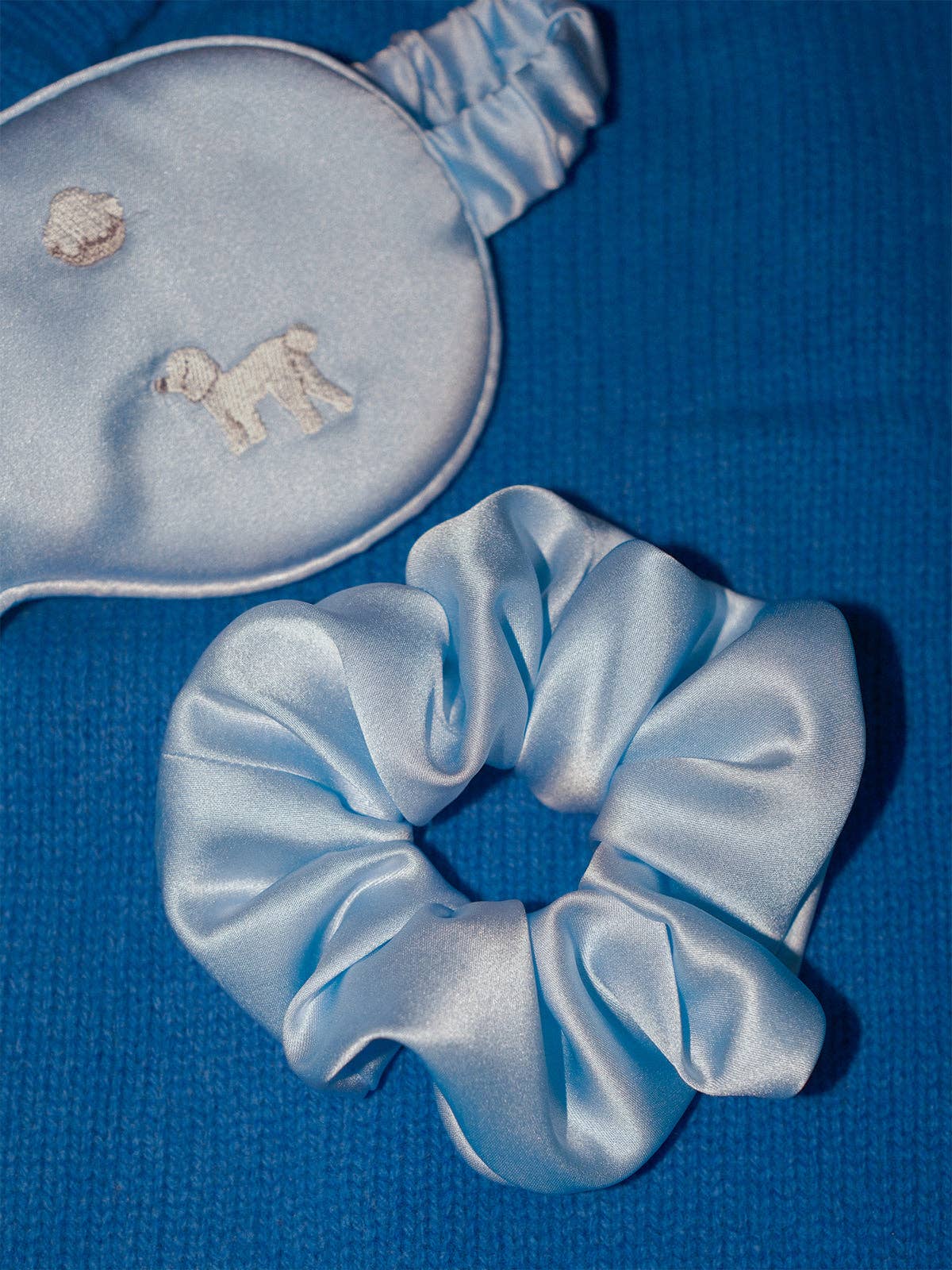 "Silken Hair" Silk Scrunchie Hair Tie - Sky Blue for wholesale on Faire2