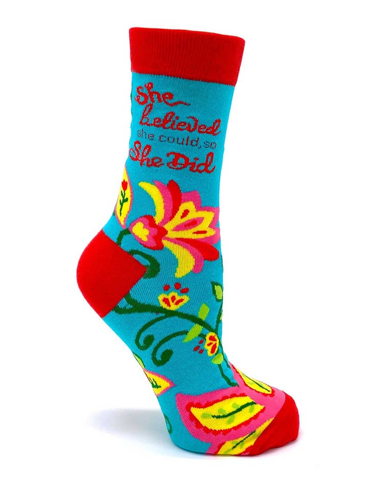 Fabdaz - Wholesale Socks - Women's - She Believed She Could, So She Did Women's Crew Socks