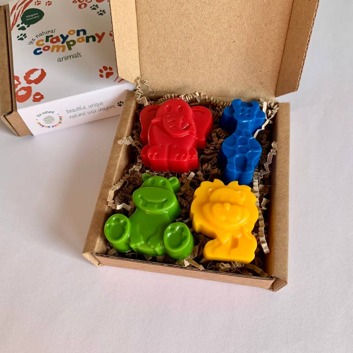 Safari Set of 4 Vegan Crayons for wholesale by The Natural Crayon Company