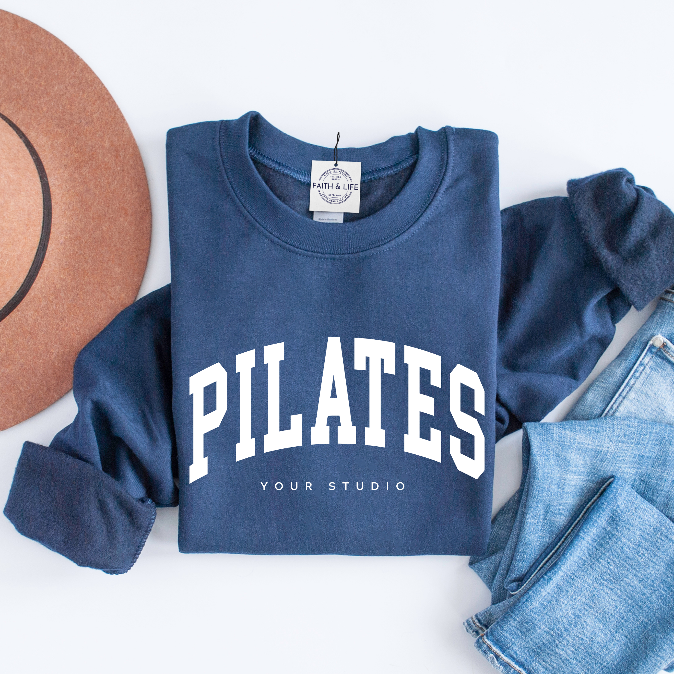 Faith & Life Christian Brands - Wholesale Graphic Sweatshirt - Women's - Custom Pilates Studio Personalized Crewneck Sweatshirt7