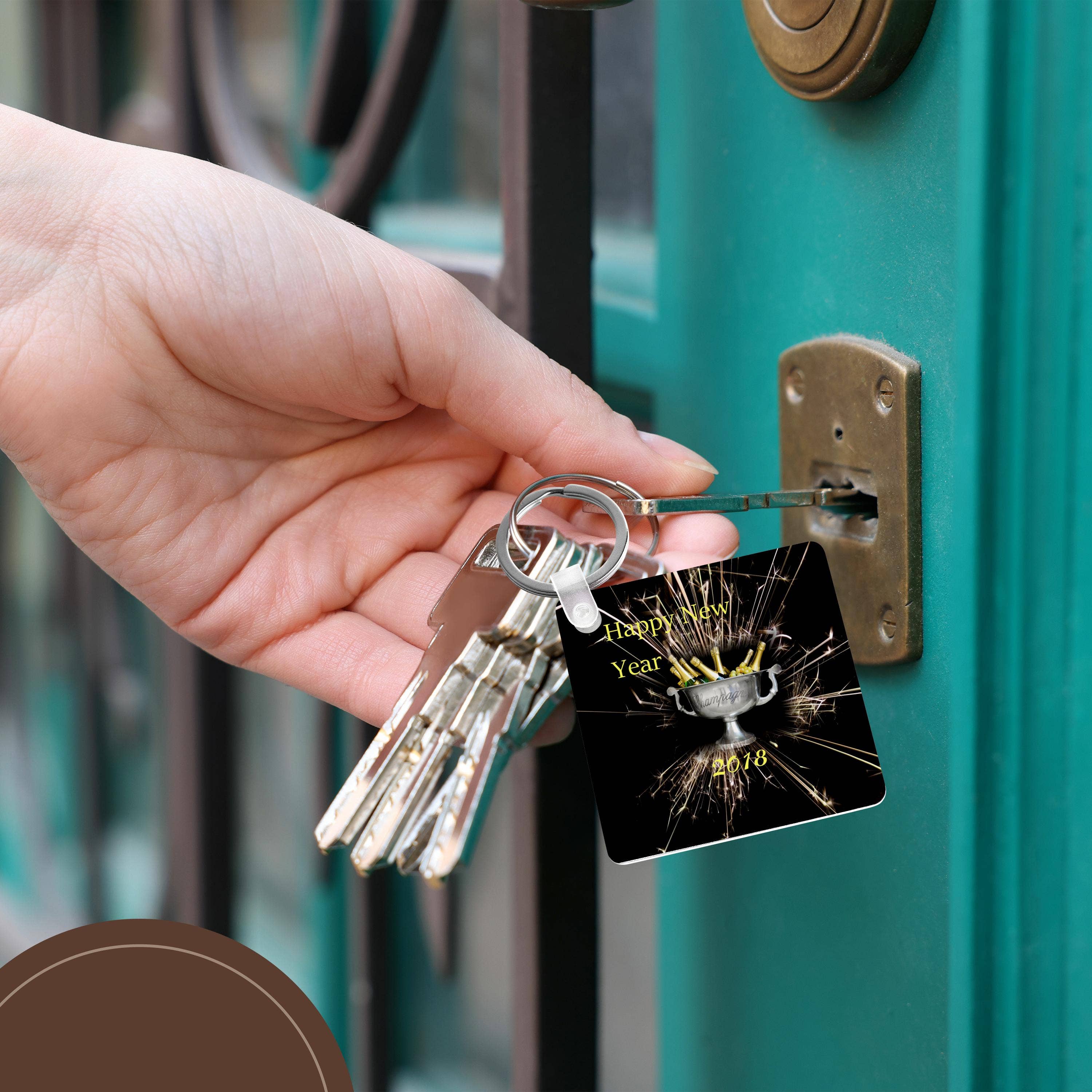 3dRose - Wholesale Keychain - Unisex - 3dRose, Image of New Year 2018 Champagne Bottles On Fireworks , Key Chain5