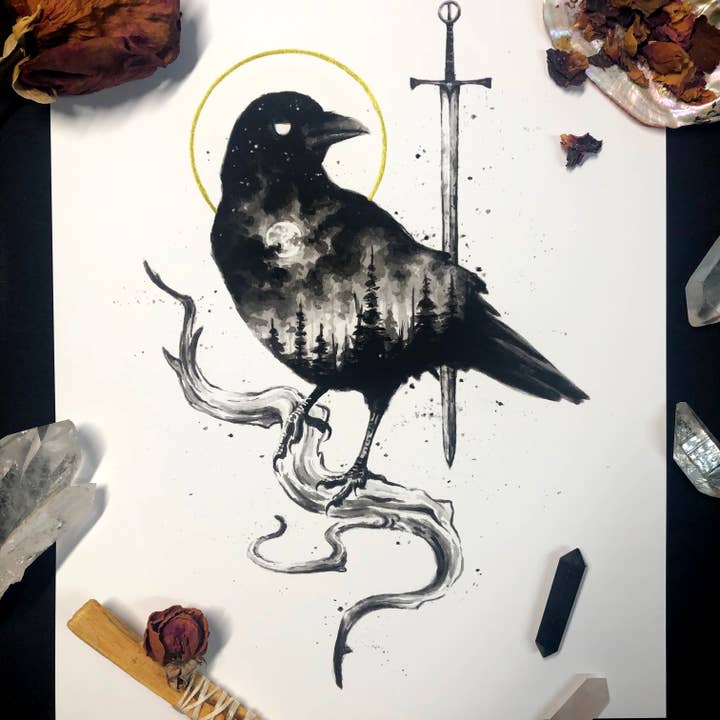 The Morrigan/ Battle Crow - Art Print for wholesale by The Art of Annabelle Lewis