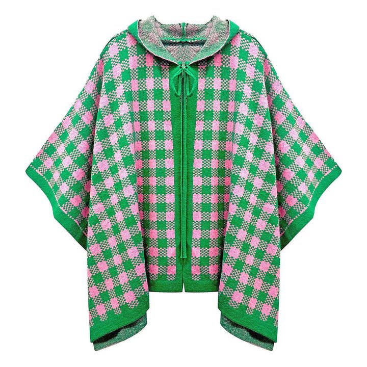 AKA Sorority geruite gebreide cape in roze en groene kleur voor wholesale door PinktownUSA
