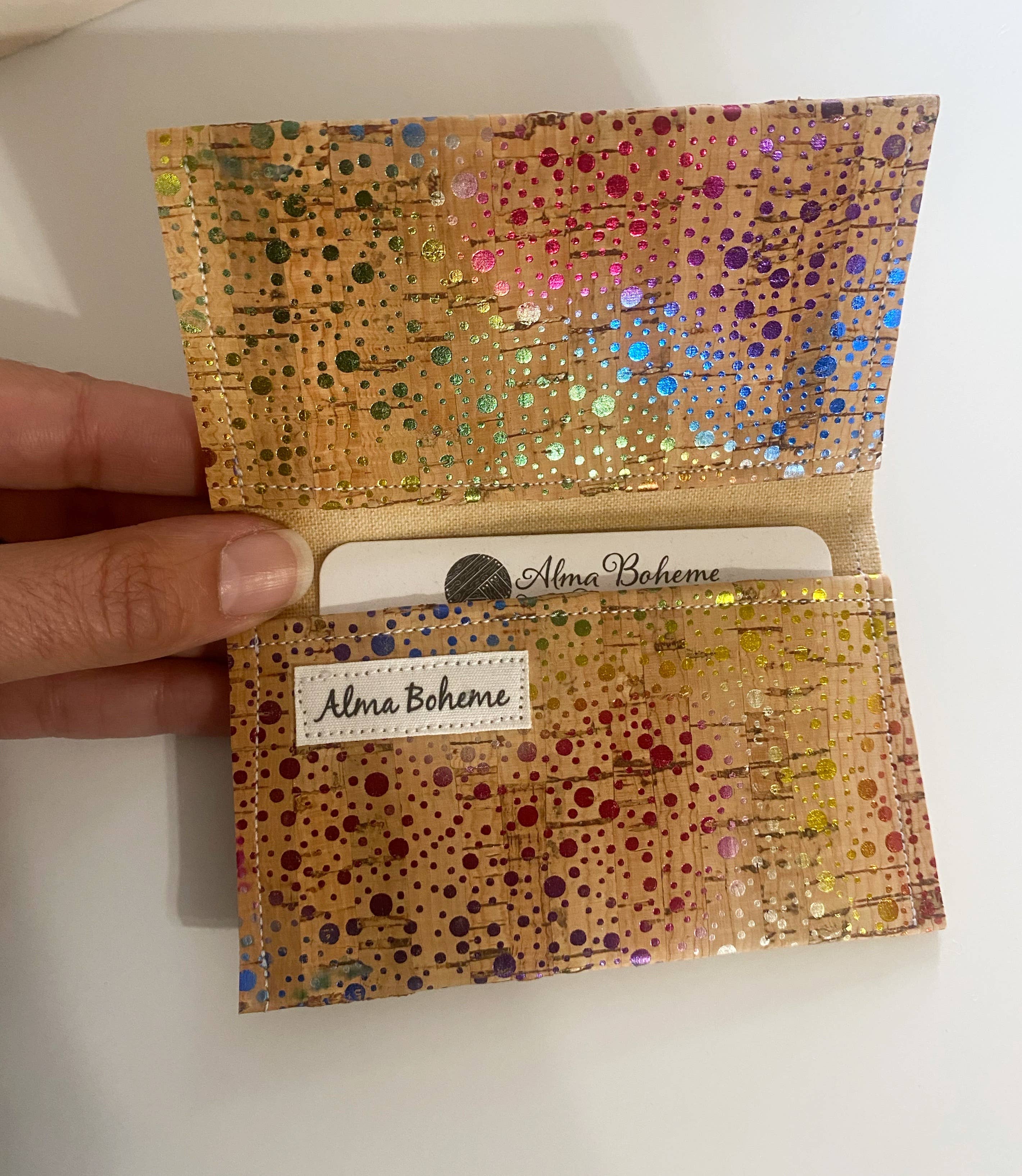 Alma Boheme Handmade - Vente Portefeuille – femme - Portefeuille pliant en liège avec motifs nature - Porte-cartes17
