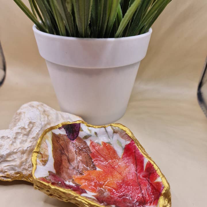 NEW Autumn Leaves Oyster Shell Trinket Dish for wholesale by Bee my Oyster
