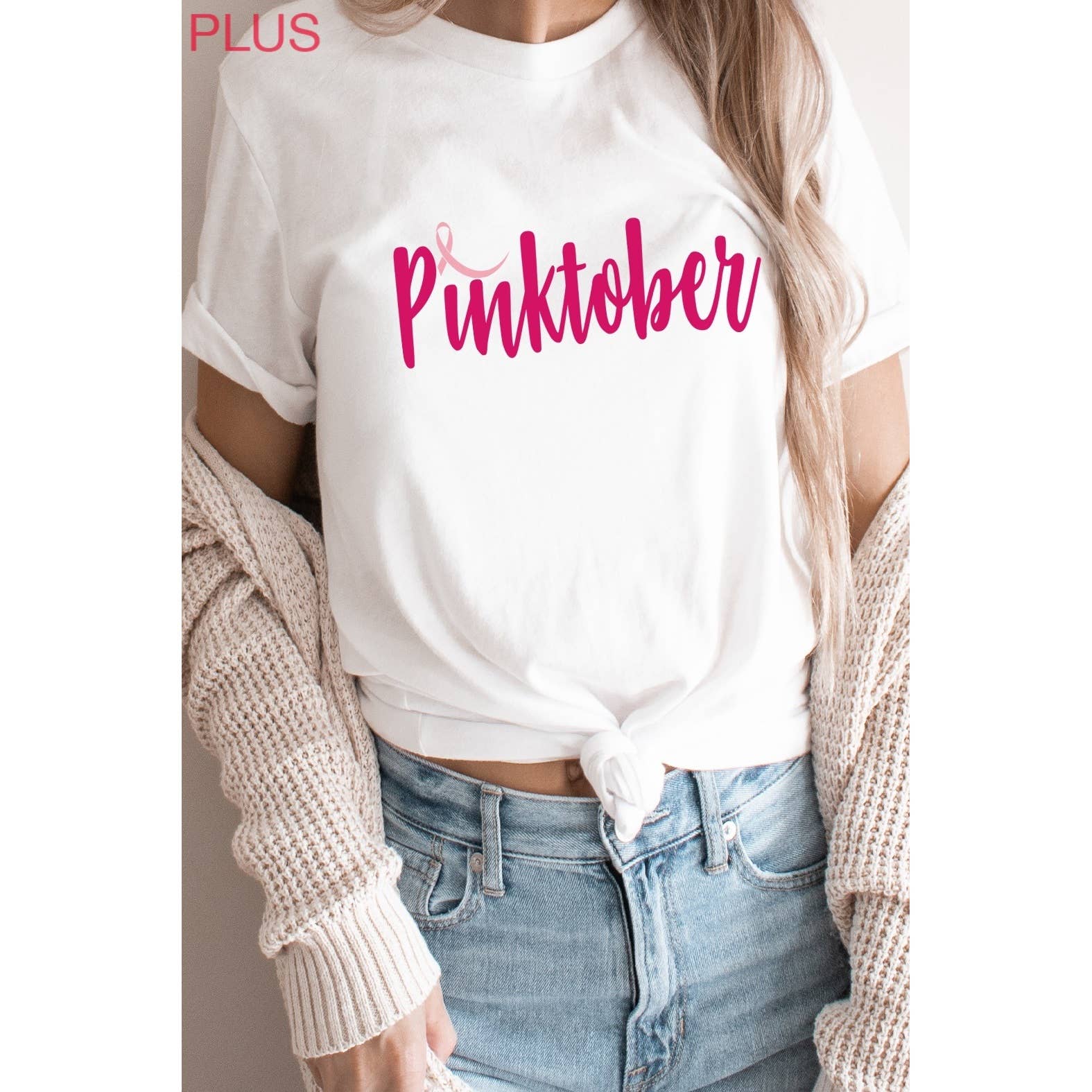 Kissed Apparel - Wholesale Screen Printed T-Shirt - Women's - Breast Cancer Awareness Pinktober PLUS Graphic Tee3
