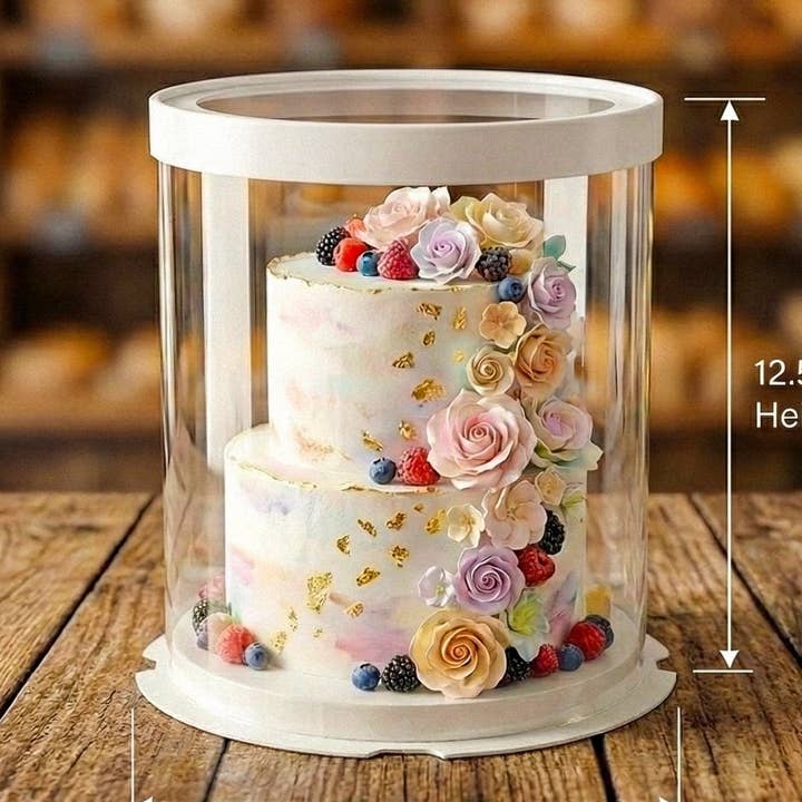 Tall Clear Cake Box 10" x 12.5" Round for wholesale by Sweet Degrees Kitchen
