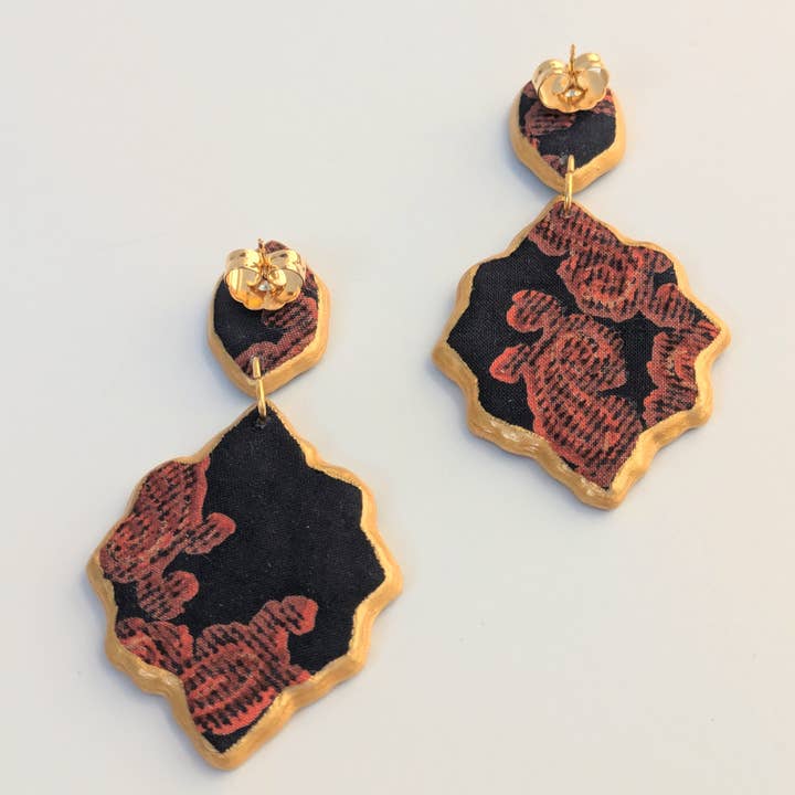 Katie Lynne - Vintage Textile Jewelry - Wholesale Dangle Earrings - Catherine Statement Earring2