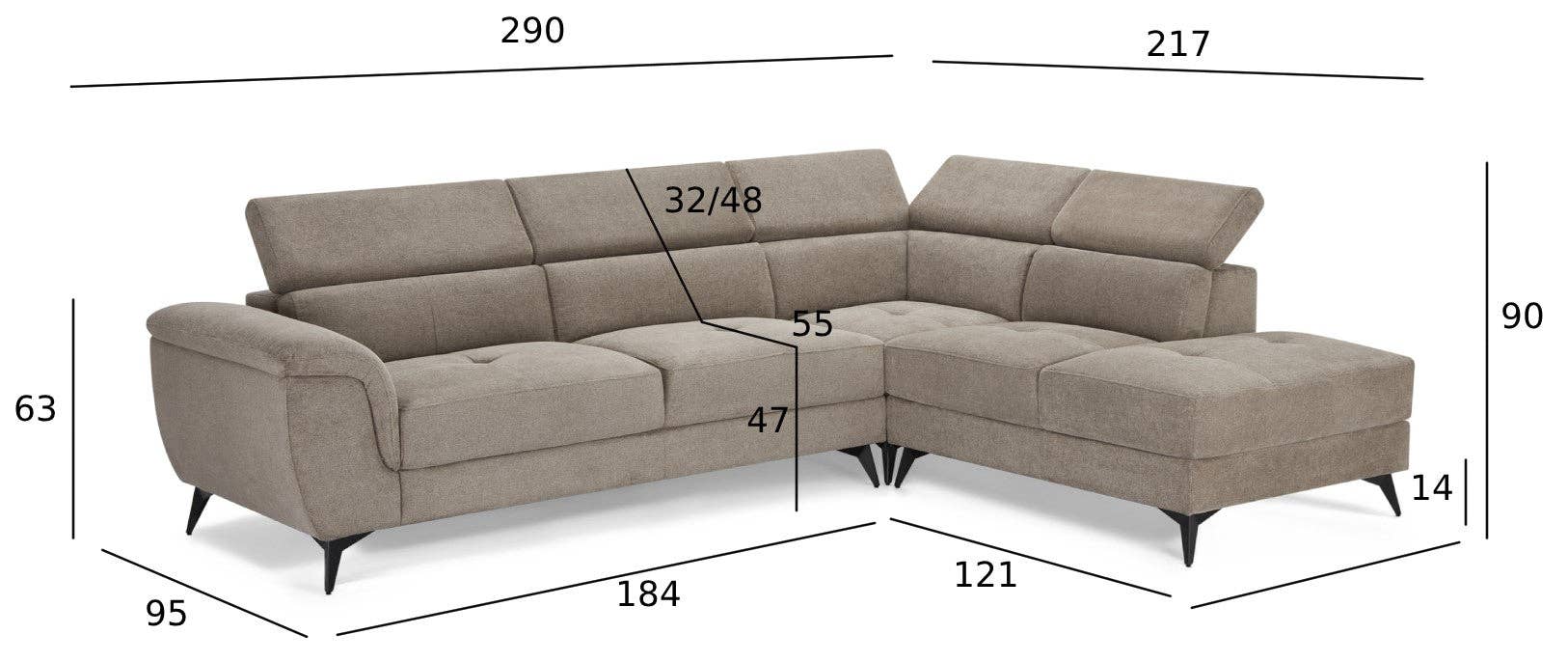 Furnhouse - Wholesale Sofa - Corner Sofa Betis Beige Right15