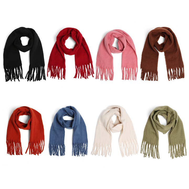 Fashion City - Wholesale Scarf - Women's - Solid Color Oblong Scarf Shawl with Fringe2