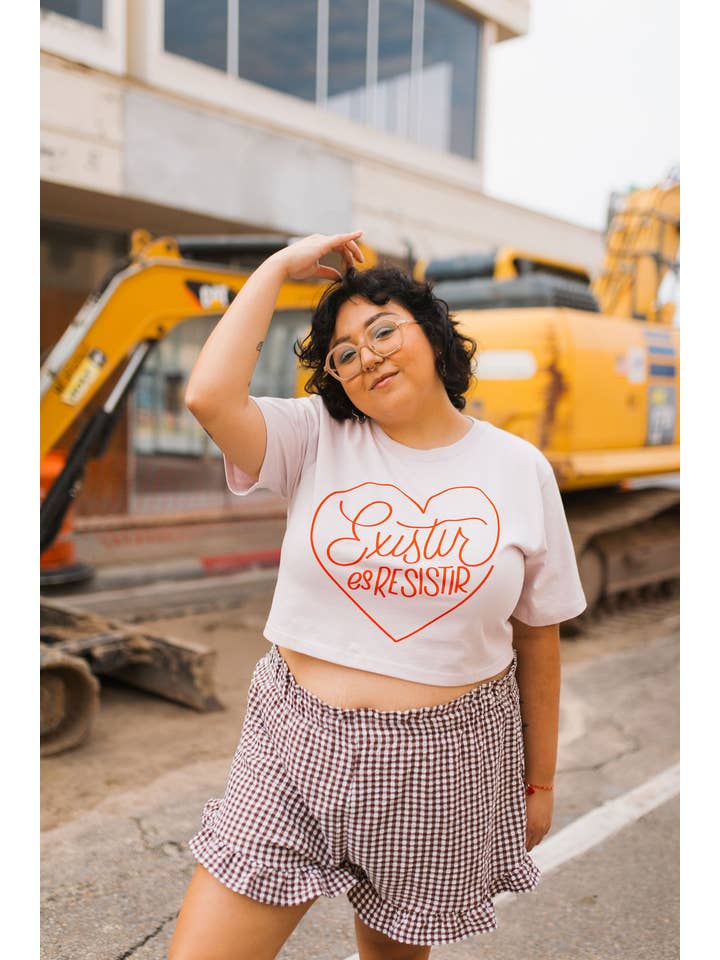 Jen Zeano Designs - Wholesale Screen Printed T-Shirt - Women's - Existir Es Resistir Crop