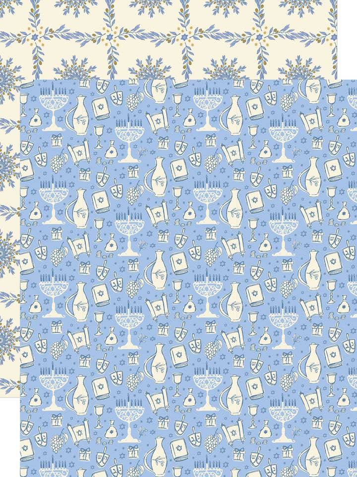 Papier de scrapbooking 12 x 12 avec icônes de Hanoucca pour la vente par Paper House Productions