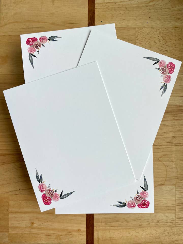 12 Pack - Flat A2 Notecards Stationary Set - Floral Corner for wholesale by Kristin Schmidt Artist