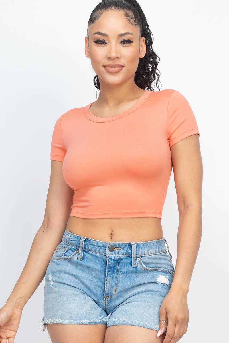 CAPELLA APPAREL - Wholesale Knit Top - Women's - Short Sleeve Roundneck Crop Top13