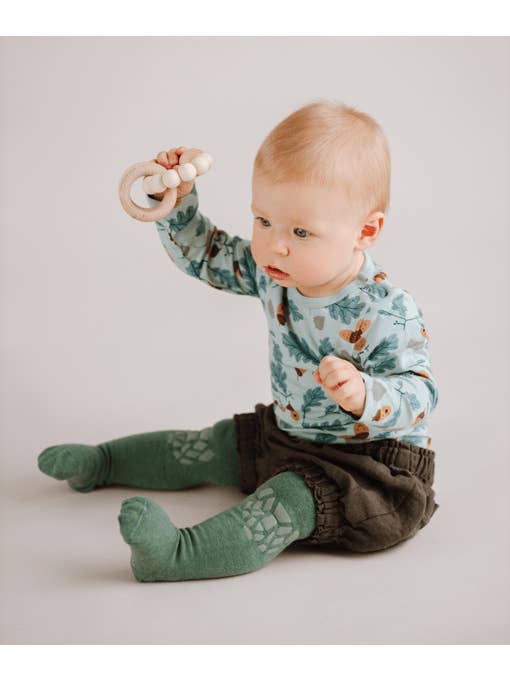 Olie the Curious - Wholesale Socks - Kids - Green Forest Tales Crawling Tight1