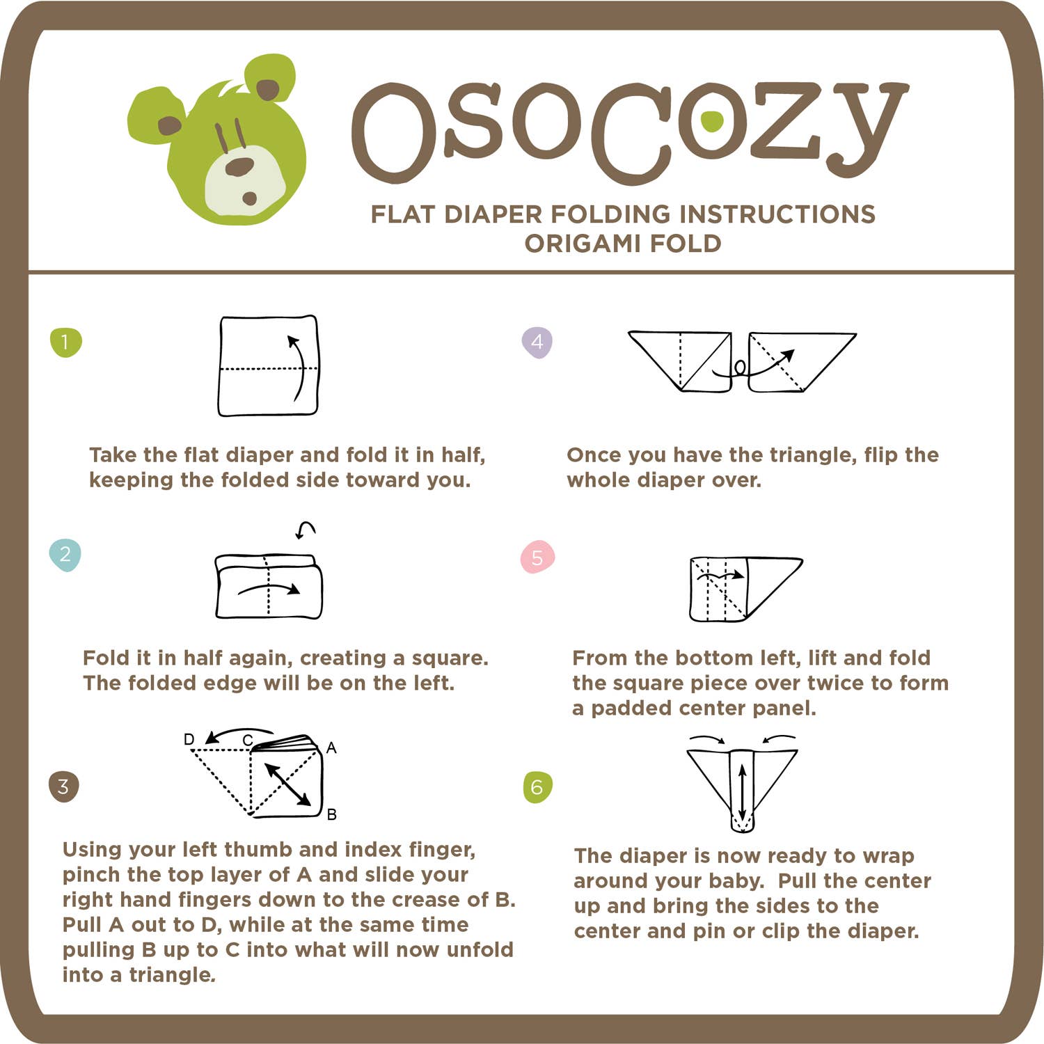 OsoCozy - Vendita all'ingrosso Pannolino lavabile - Neonati - OsoCozy Pannolini piatti Birdseye Weave, 4 varietà - 6 confezioni6