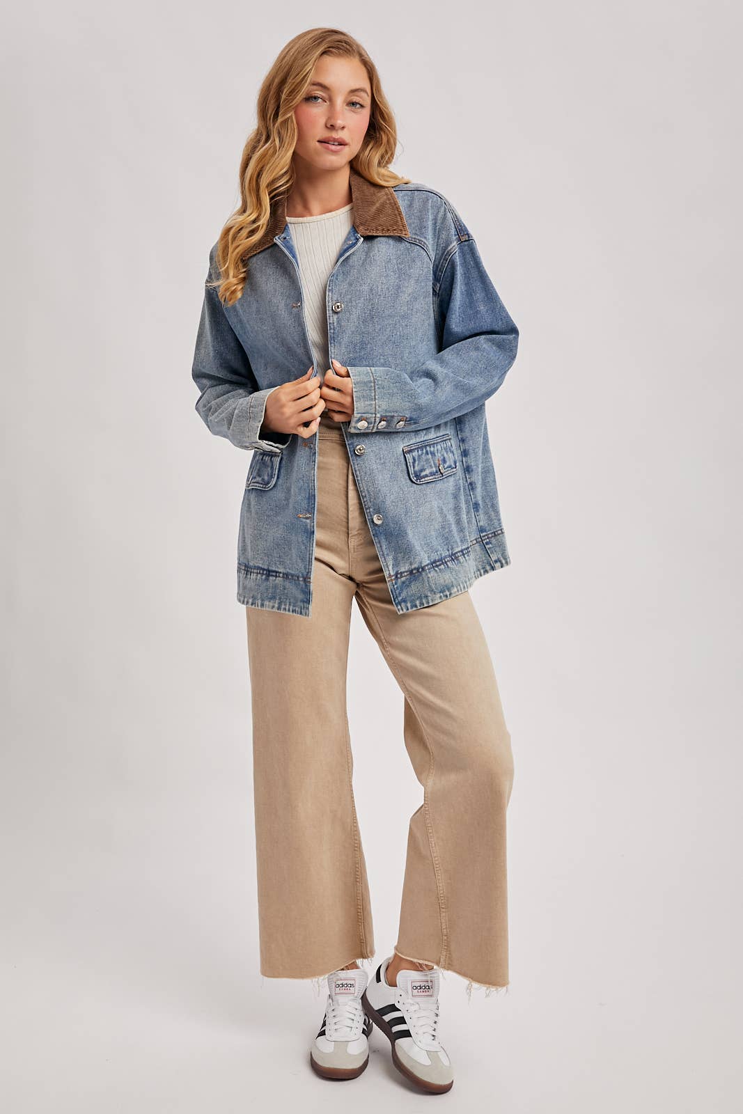 Bluivy - Wholesale Coat - Women's - DENIM CORDUROY COLLAR CONTRAST BARN COAT9