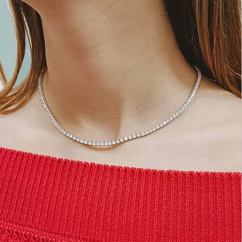 Luxury Tennis Necklace 3 mm with White Zircons for wholesale by M di Martina