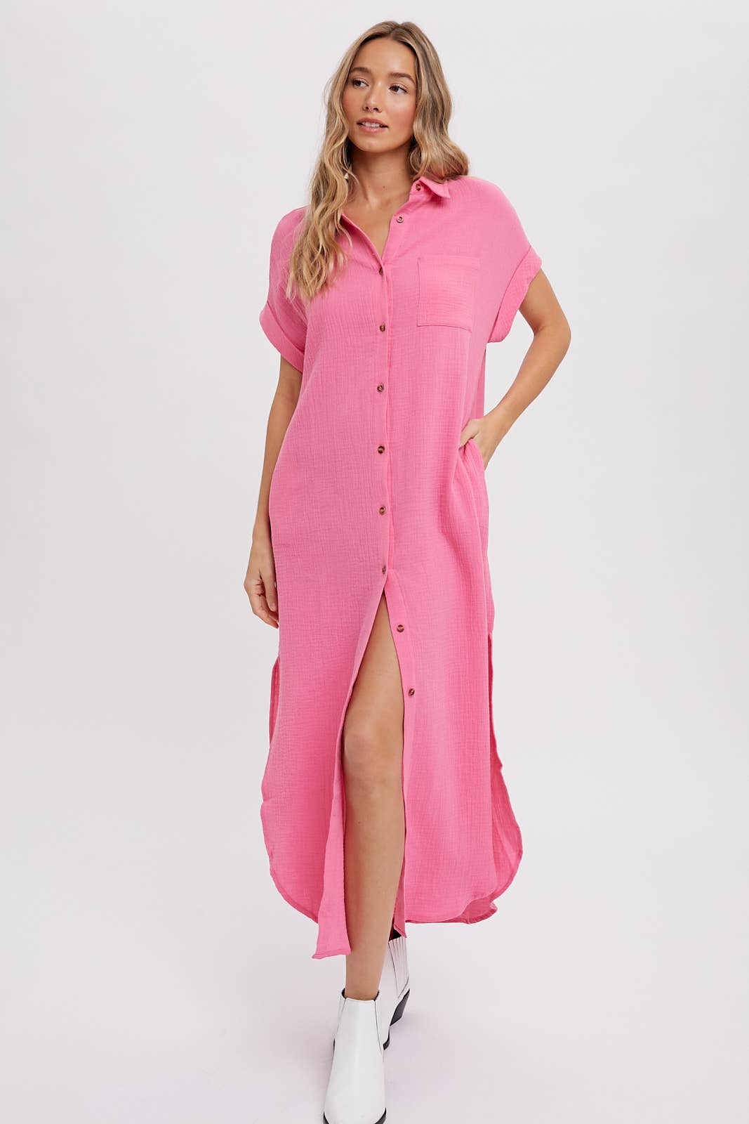 Bluivy - Wholesale Dress - Women's - BUTTON UP MAXI SHIRT DRESS WITH POCKET41