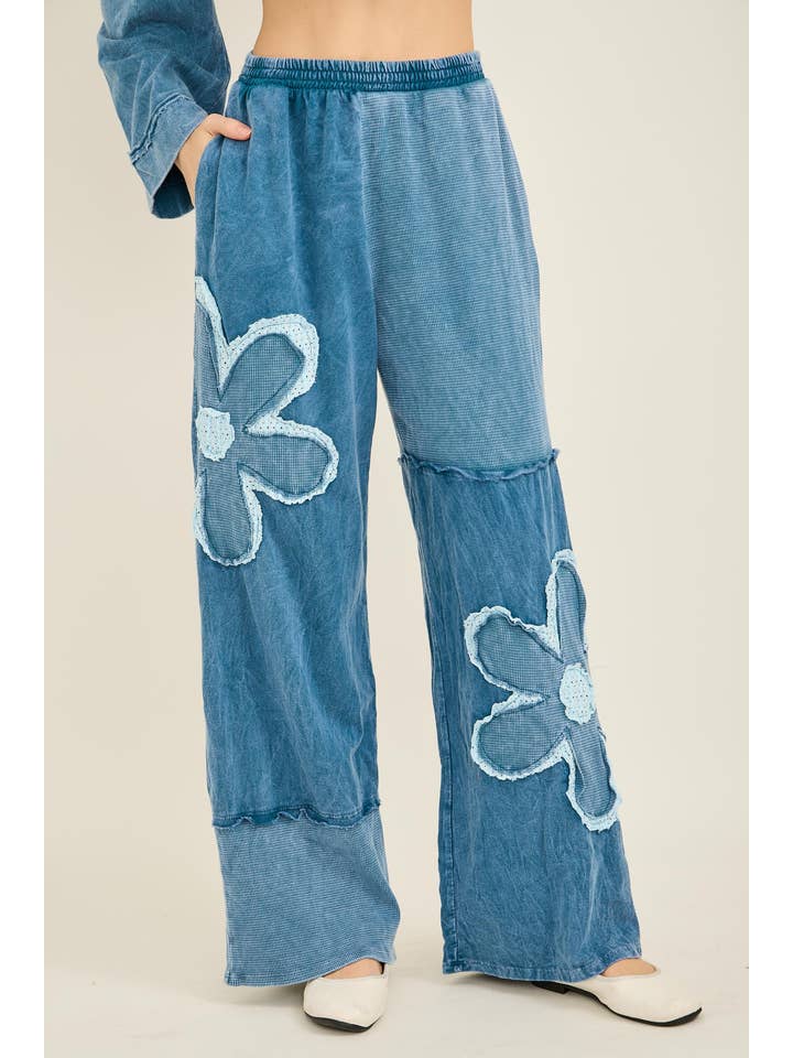 J.Her - Wholesale Pants - Women's - MineralWashed Halfcut Daisy terry thermal Pants HP680913