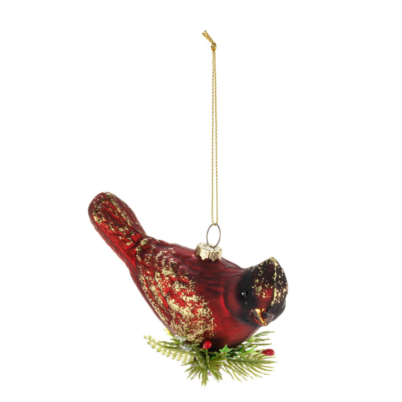 DEMDACO - Wholesale Ornament - Red & Gold Cardinal with Holly Ornament2