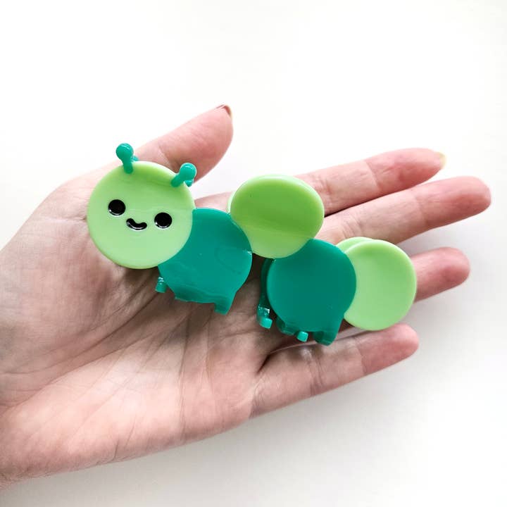 These Things - Wholesale Hair Clip - Kids - Green Caterpillar hair clip